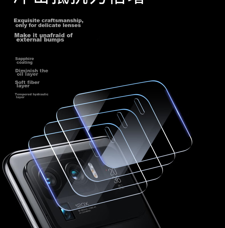 ESCASE Xiaomi 11 Ultra Phone Camera Lens Protector, Flexible Curved Edge Tempered Glass Film for Camera Protection, Anti-Scratch, High Definition Clear Anti-Drop 4
