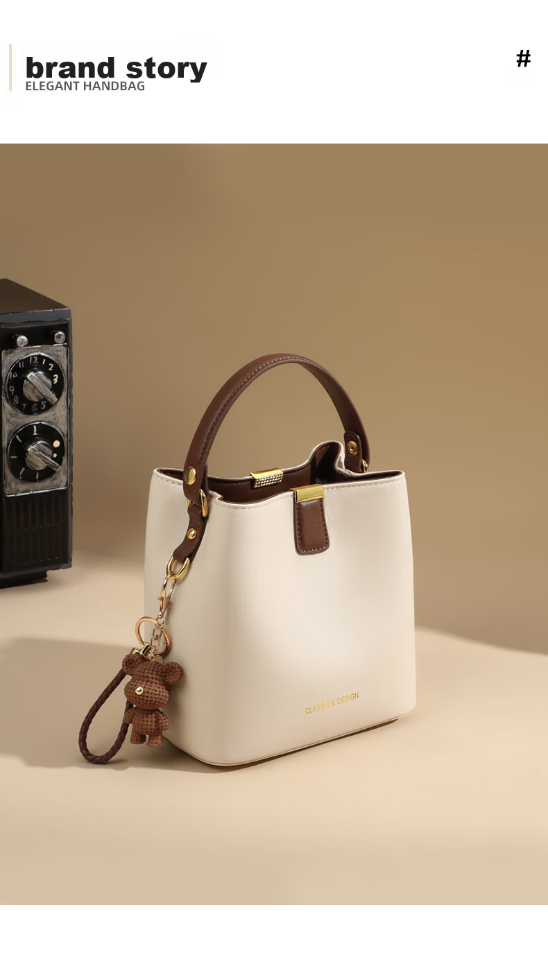 Viney Leather Handbag, Women's Brand Bucket Bag, Light Luxury Shoulder Crossbody Bag, Practical Birthday And Mother's Day Gift for Mom 1
