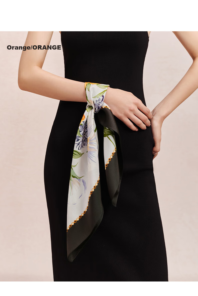 Wanshili Silk Scarf for Women, 100% Mulberry Silk Square Scarf, Neck Scarf, Gift for Mom, Silk Scarf Gift Box, Mengyao 15