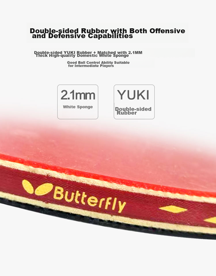 BUTTERFLY Four-Star Table Tennis Racket, Straight Handle, Reverse Rubber And Positive Rubber Combination, Single Racket 403, Includes Racket Case 6
