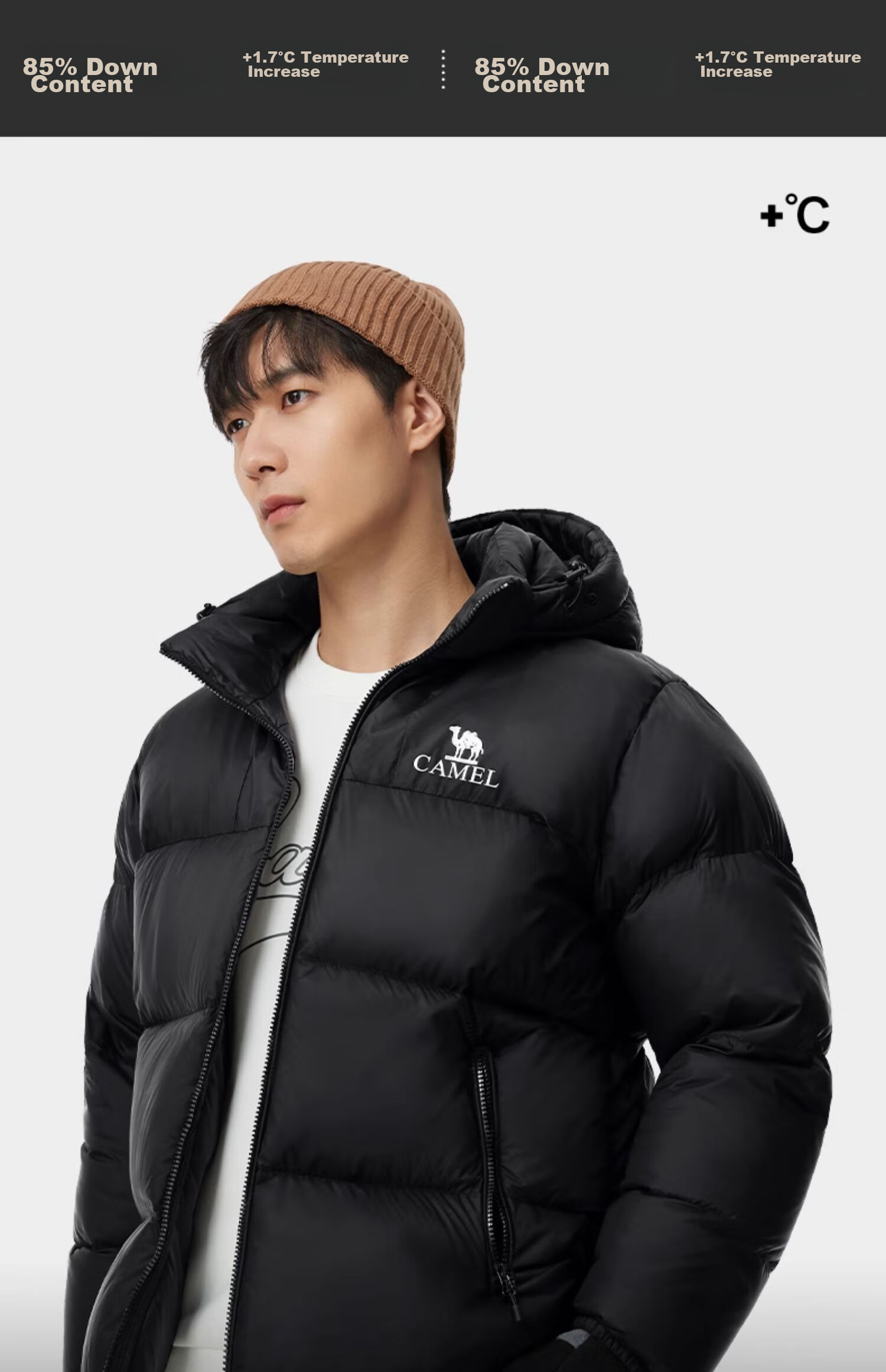 Luotuo (CAMEL) [Xiaotaiyang-Graphene] Autumn And Winter Outdoor down Jacket for Men And Women, Thickened Warm Puffer Coat 7