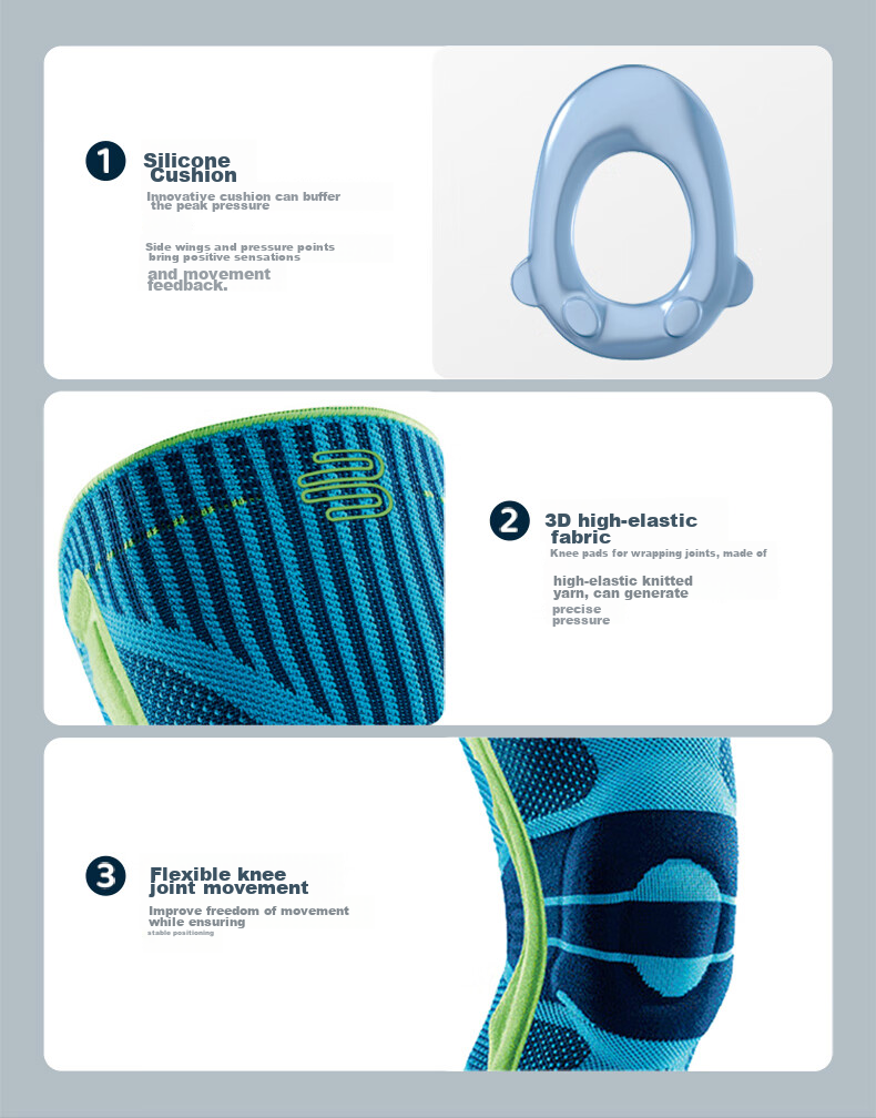 BAUERFEIND Sports Knee Brace, Summer Basketball Running Meniscus Knee Support Pad, Blue XXL Single Piece 6