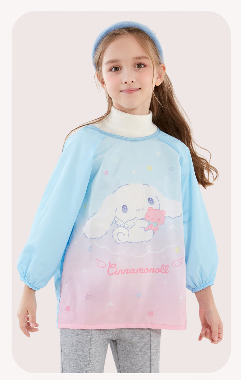 Hello Kitty Children's Smock, Reverse-Wear Bib, Baby Eating Apron, Drawing Smock, Waterproof Bib, U4055 Pink, M Size 13
