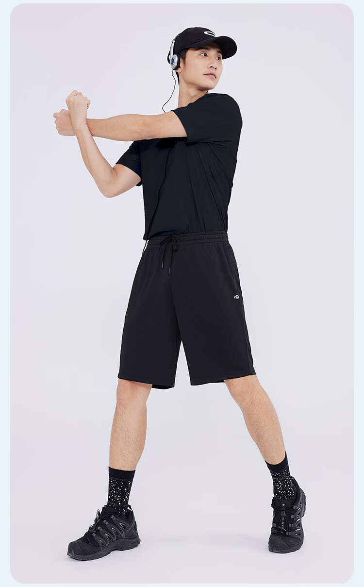 JD Original [Super Quick-Dry Set] Running Sportswear Set Moisture-Wicking Quick-Dry T-Shirt Five-Point Shorts for Men Spring/summer Black XL 10