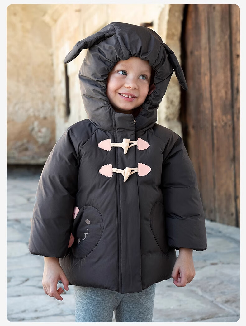 DAVE & BELLA Girls' Down Jacket Kids' Three-Proof Winter Coat Baby Outerwear 6