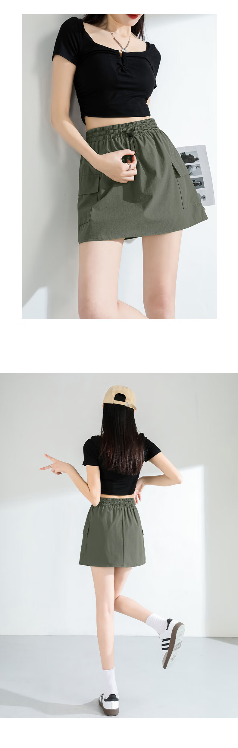 Baleno High-Waisted Cargo Skirt for Women with Lining, New Summer 2026 Fashion Outdoor Forest Style A-Line Short Skirt 10