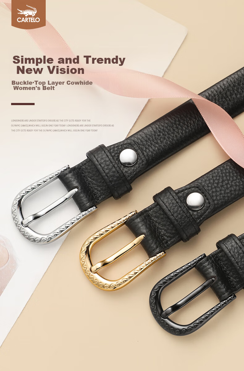 CARTELO Women's Leather Belt, Casual Trouser Waistband, Versatile Fashion Accessory, Gift for Wife Or Girlfriend 1