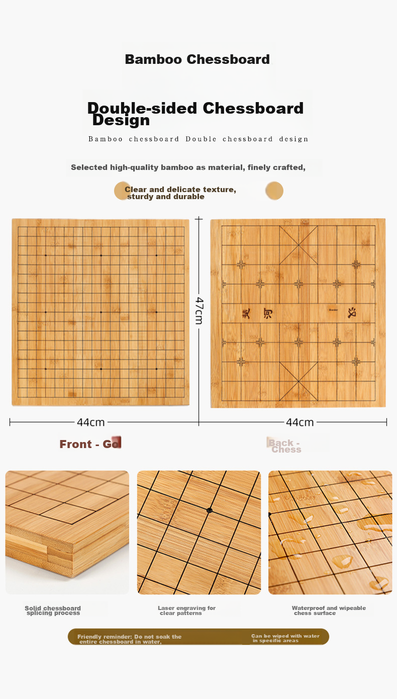 Huasheng Go Set, Nanmu Bamboo Go Container, Imitation White Jade Pieces, 19x19 Dual-Use Xiang Go Board W-015 Father's Day Gift 6