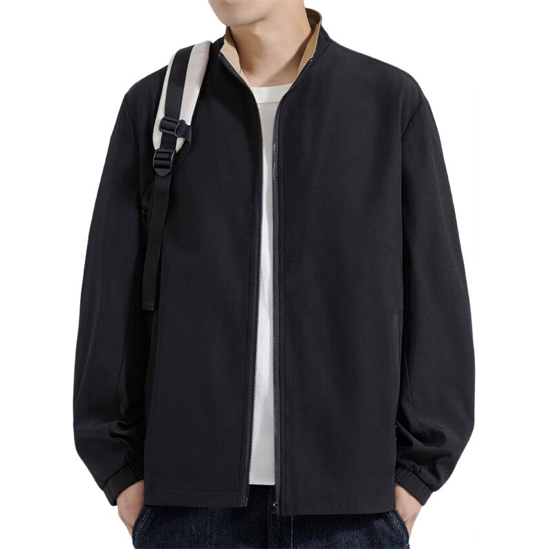 ROMON Men's Jacket, Spring And Autumn Business Casual Coat, Men's Outerwear for Work, Professional Attire, Black, XL