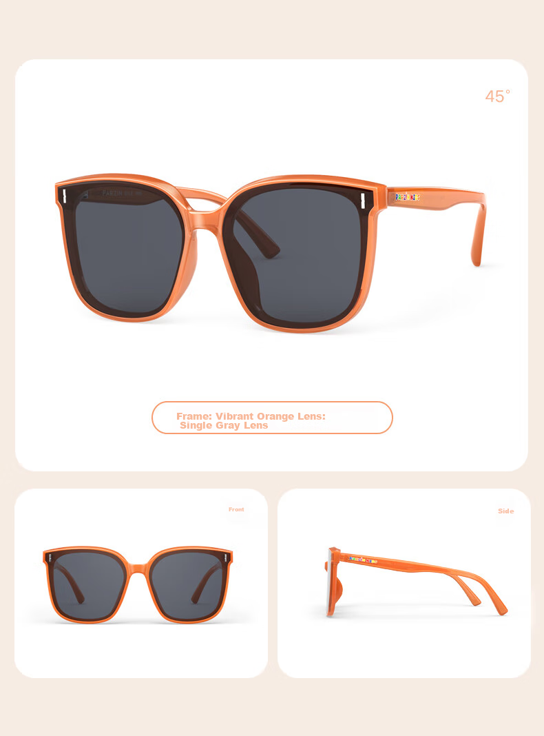 PARZIN Children's Sunglasses, Fashionable TR Square Frame Glasses for Boys And Girls, Outdoor Sun Protection Sunglasses for Ages 8-12 PZ21039 15