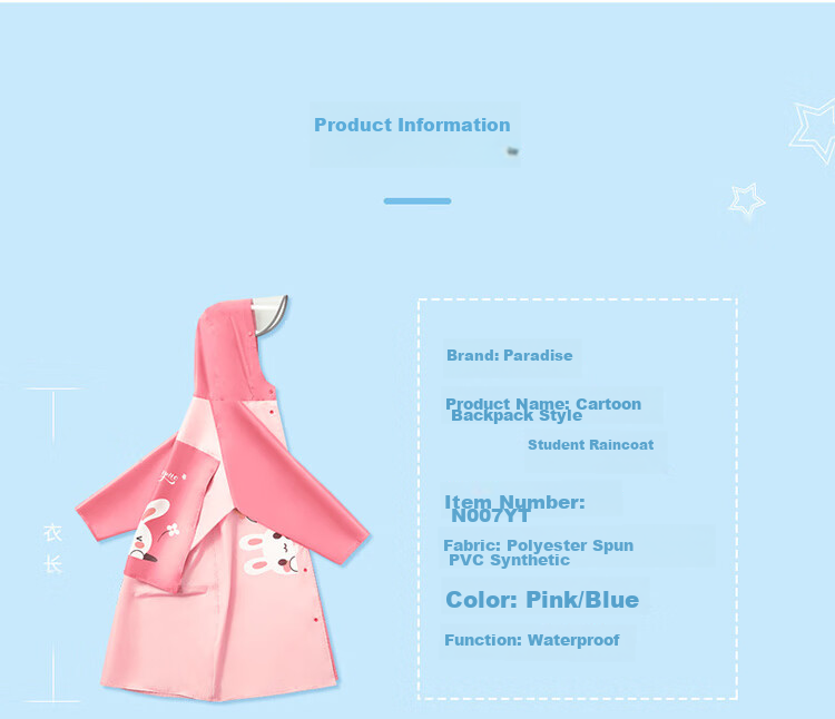 Tiantangsan Outdoor Raincoat Poncho for Single Person, Children's Safety Reflective Striped Raincoat Poncho for Boys And Girls, Pink XL Size 14
