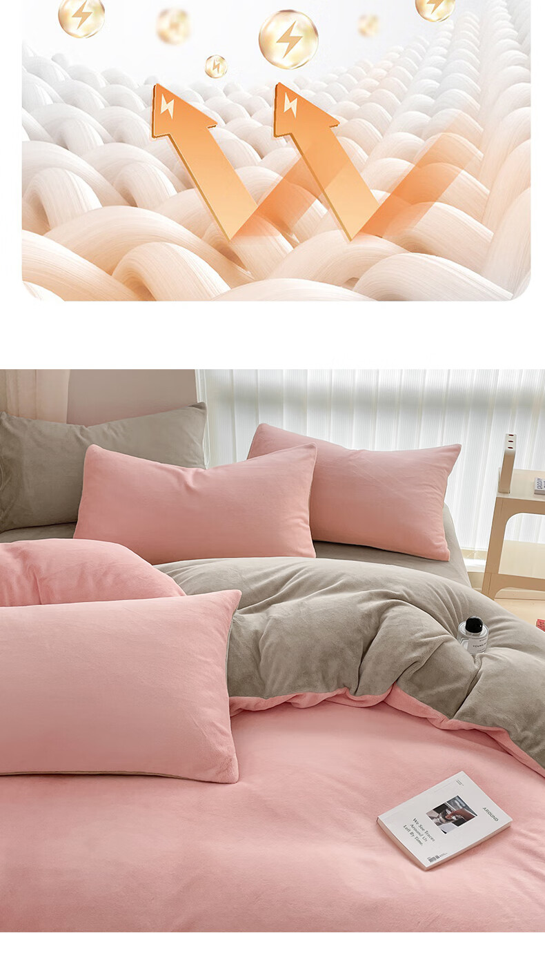 Grace Milk Velvet Three-Piece Set Student Dormitory Bedding - Milk Velvet - Warm Pink Small Size 3