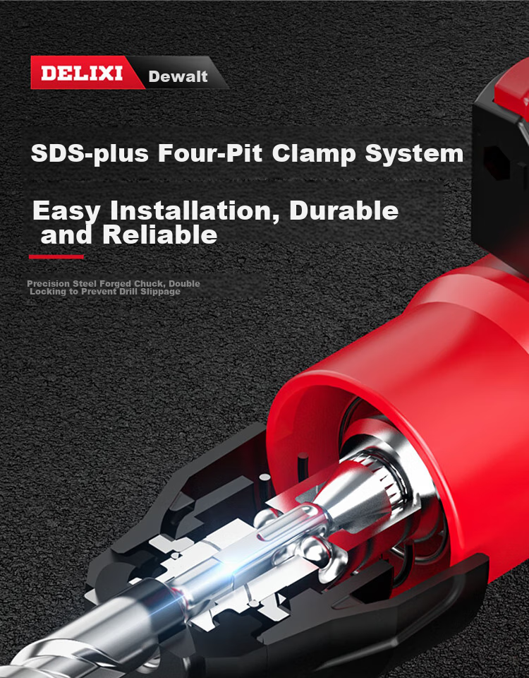 DELIXI Electric Hammer, Chisel And Drill, High-Power Three-In Impact Drill, Concrete, Home Use, Multi-Functional Electric Tool, Plug-In Electric Hammer 25