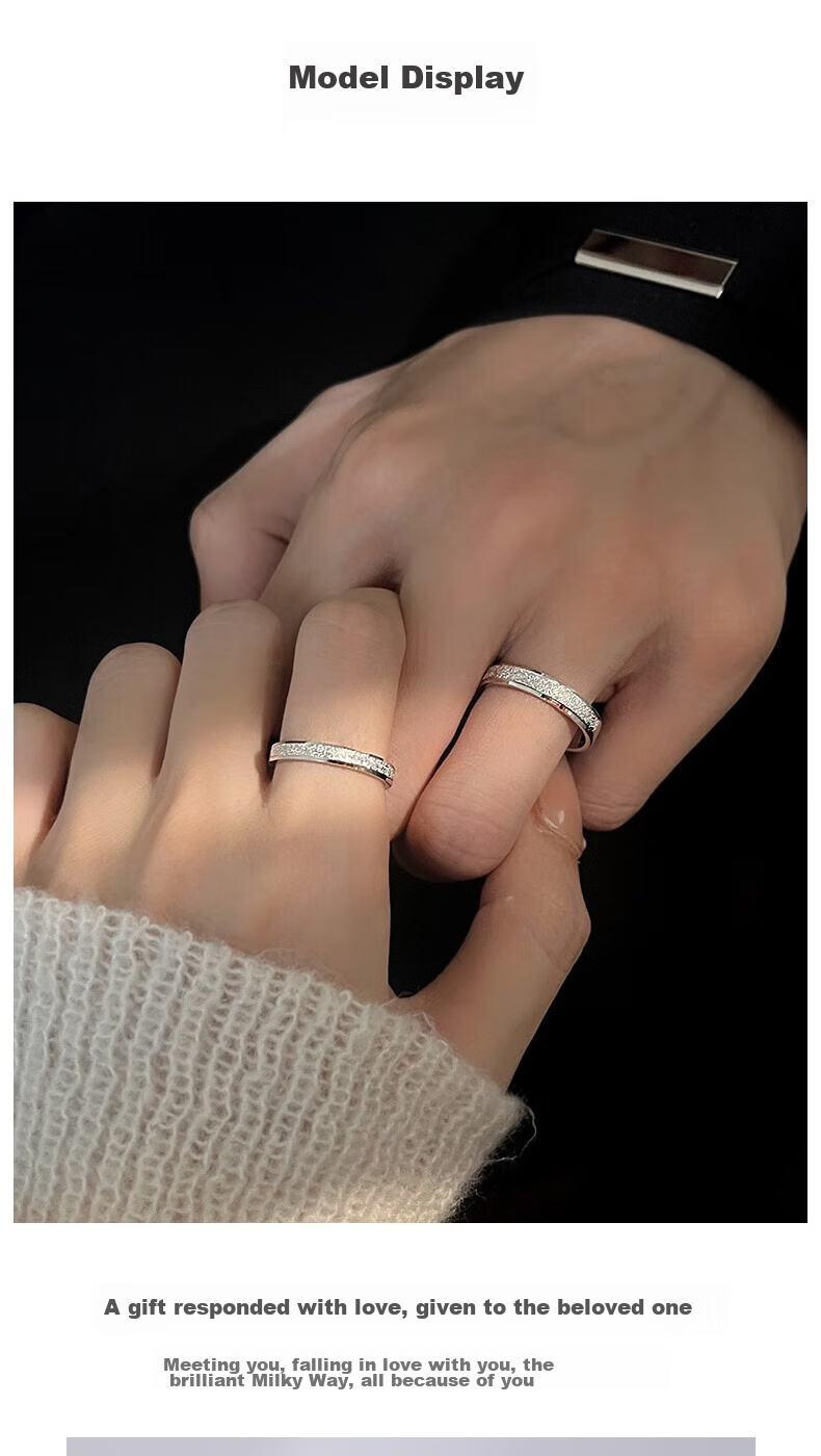 MANHE S925 Silver Ring, Couple Rings, One Pair of Engagement Diamond Rings, Open-End Style for Women And Men, End-Ring, Valentine's Day Gift 9