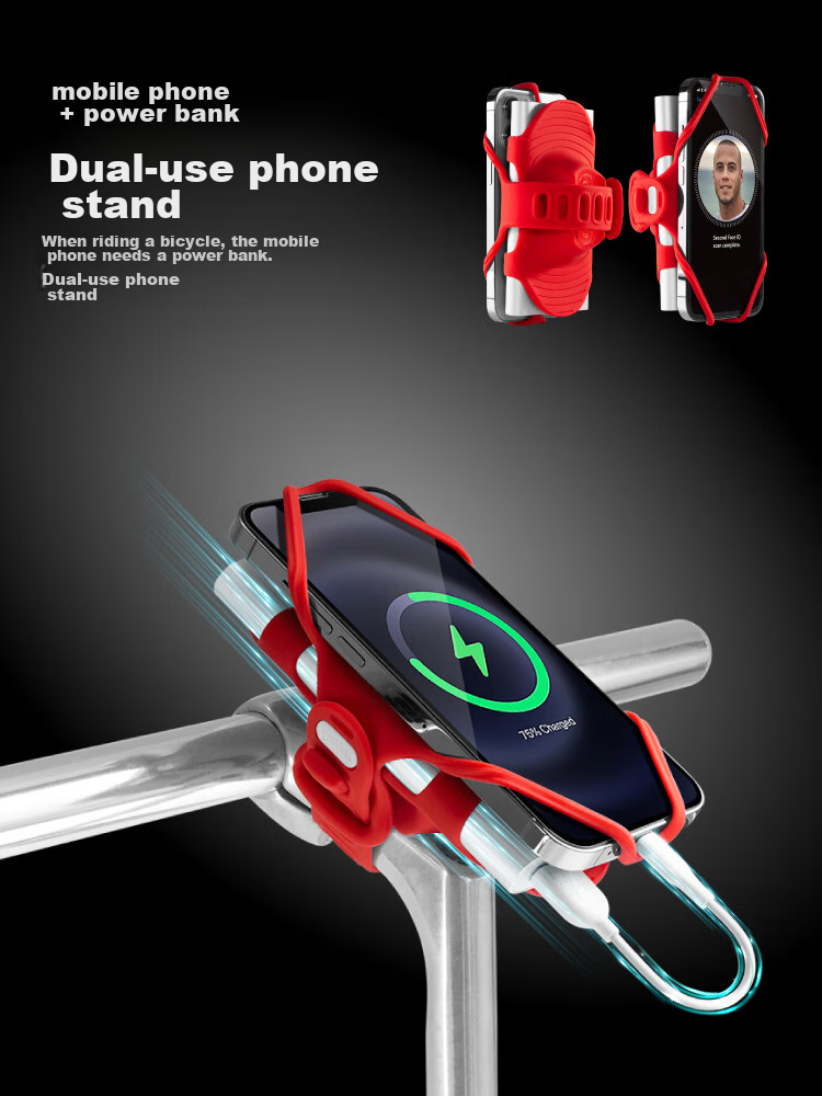 Bone Road Bike Phone Mount Dual-Use Phone and Power Bank Holder for Cycling Navigation Long-Distance Rechargeable 2
