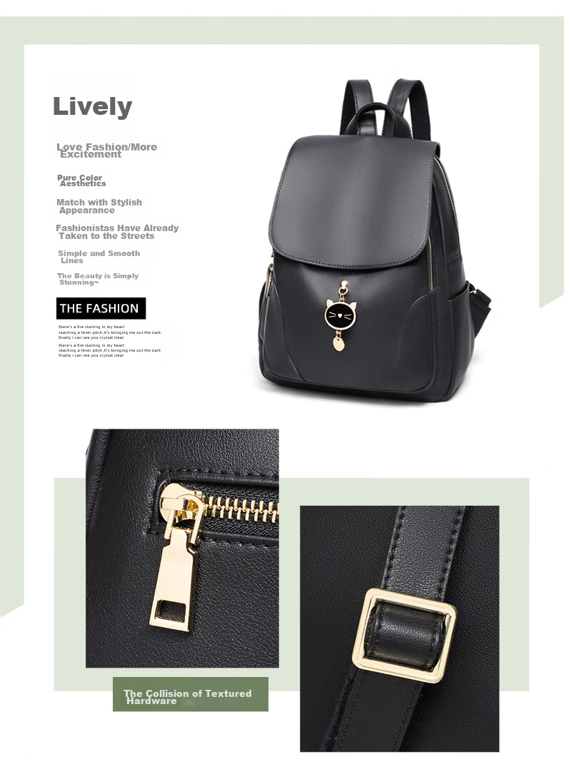 Aiqinghai Leather Handbag, Women's Bag, Backpack, Large Capacity Schoolbag, Travel Casual Fashion Business Brand Birthday Gift 3
