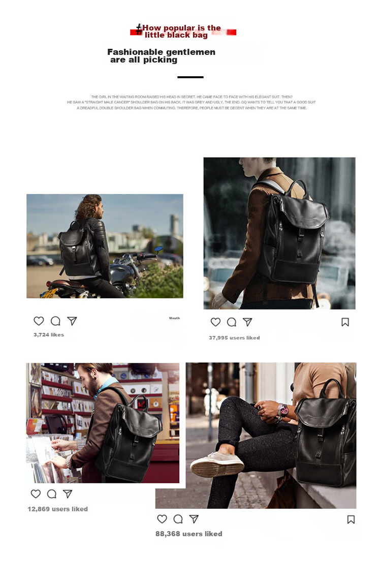 BVP Genuine Leather Backpack for Men, Top-Grain Cowhide Business Bag, British Style Fashion Laptop Bag, Birthday Gift 2