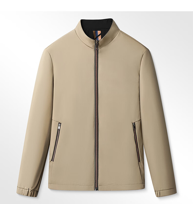 FIRS Men's Windproof Wrinkle-Resistant Spring Autumn Stand Collar Business Casual Jacket Workwear Shirt 7