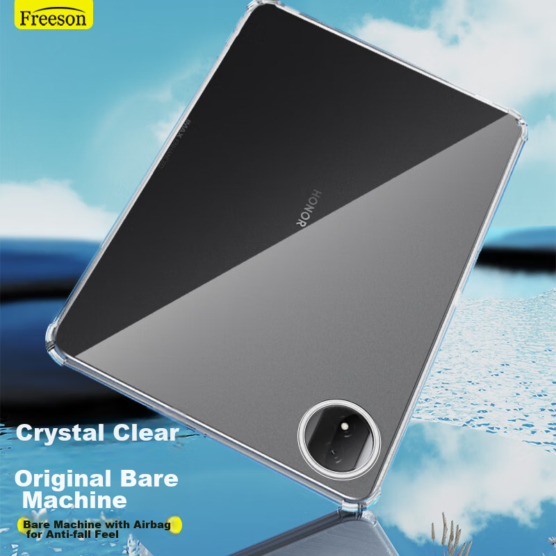 Freeson Compatible with Honor MagicPad2 Protective Case, 12.3-Inch Full Coverage Shockproof, Four-Corner Airbag Anti-Collision Crystal Clear TPU Soft Shell, Transparent
