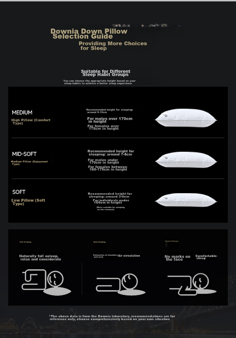 Downia Pillow, Five-Star Hotel Down Pillow, Side Sleeping Cervical Pillow, 95% White Duck down Composite Pillow, 74*48CM 8