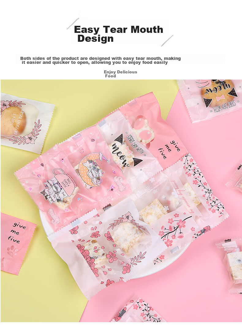 PAPAROTTY Snowflake Crisp Packaging Bag Sealing Machine, Homemade Candy Handmade Nougat Cookie Packaging Bag, 7*10CM 5