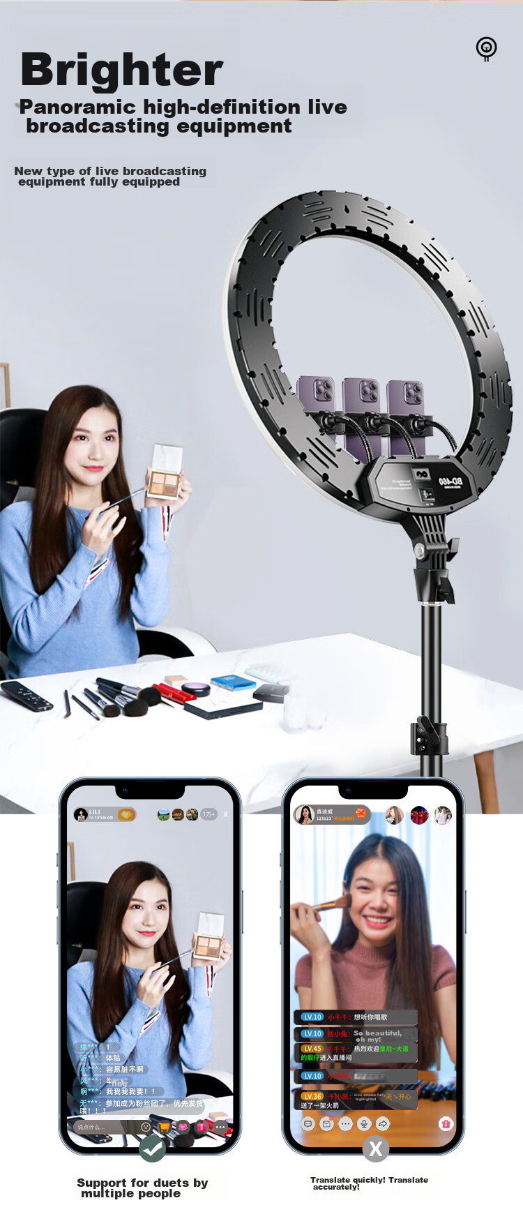 LATZZ 45cm Live Streaming Fill Light, LED Ring Photography Light, Dual Color Temperature Beauty Light, Large Aperture Soft Light, Popular Streamer Special, Outdoor Camera Phone Live Streaming Studio Lighting 14