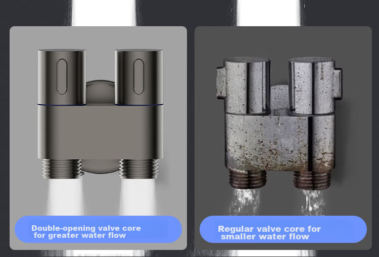 MEJUE One-In Three-Way Angle Valve for Washing Machine Faucet, Dual Outlet Independent Double Control, 1/2 Inch Brass Angle Valve Z-017282 6