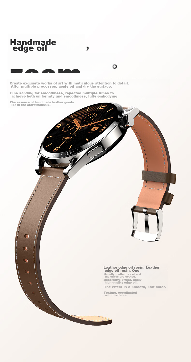 CangHua Leather Watch Strap Compatible with OPPO Watch X3/X2/X/XS/S2/4 Pro, OnePlus Watch 2, Small Calfskin Fashion Band, Brow 14