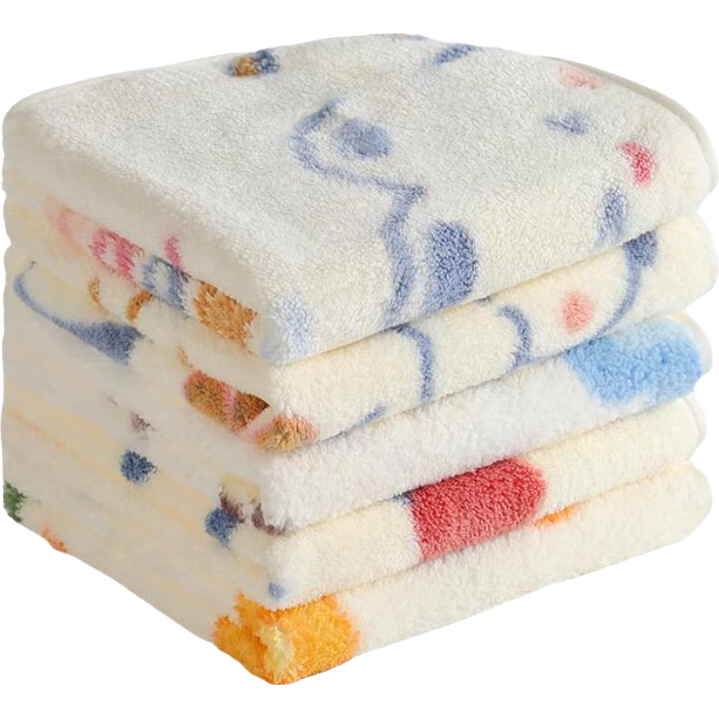 Grace Class A Square Towel, Children's Face Towel, Soft Absorbent Hand Towel, Thickened Baby Bath Towel, 30*30cm, 5 Pieces