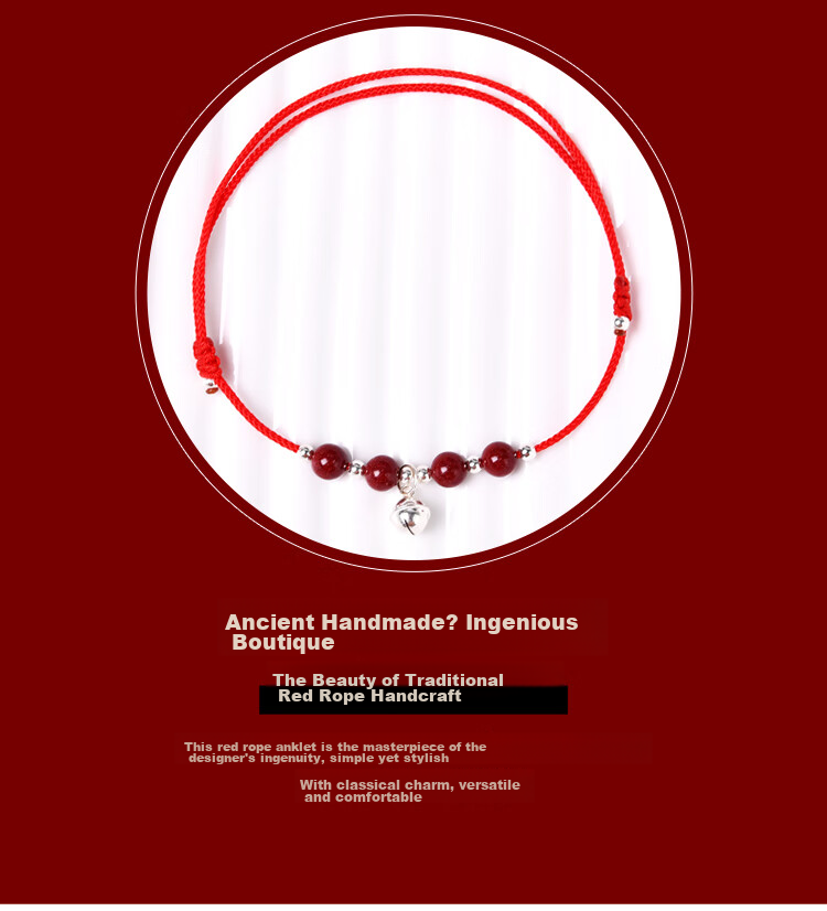 Lingfei Cinnabar Foot Chain with Bells, Red String Anklet, Horse Year Zodiac Year Holiday Gift for Girlfriend Or Wife, Birthday Present Certificate 3