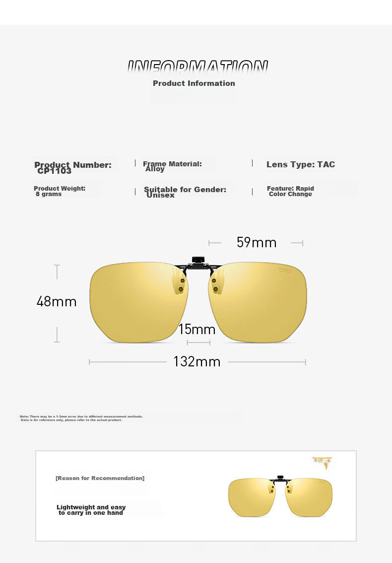 CAPONI Polarized Clip-On Sunglasses for Myopia, Photochromic Night Vision Glasses for Men And Women, Day And Night Use, Driving Specific Anti-Glare Sunglasses 16