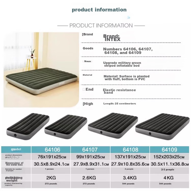 INTEX Inflatable Mattress, Camping Outdoor Air Bed, Floor Sleeping Pad, Home Automatic Inflation Bed, Single Folding Bed, 64107N 11