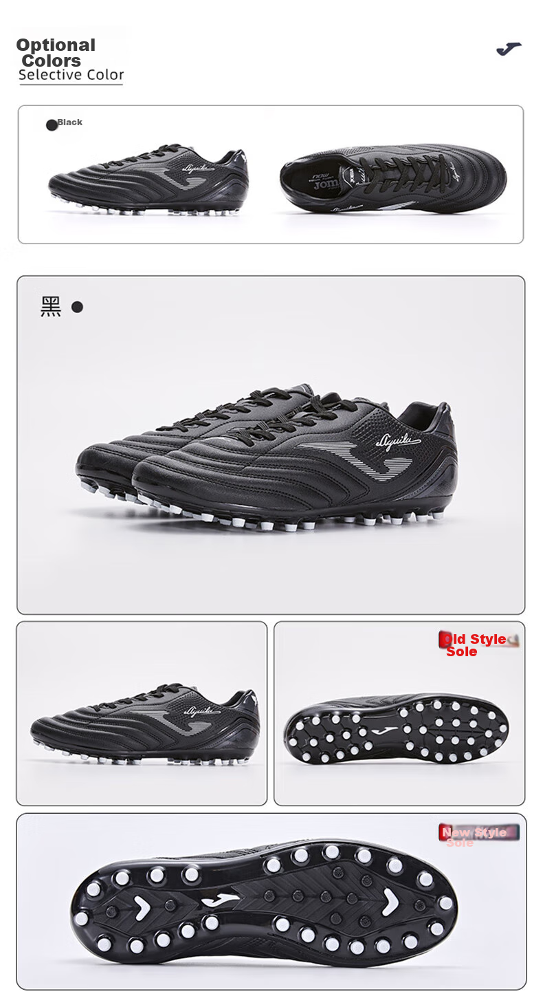JOMA Adult Soccer Shoes for Men, Youth And Students, MG Short Studs Breathable Competition Football Training Shoes, Black, Size 43.5 13