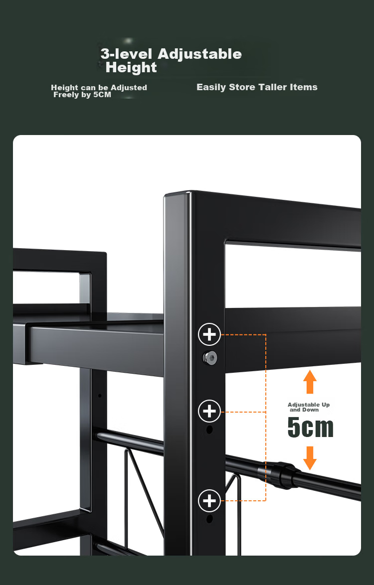 QIAONAMEI Kitchen Storage Rack, Extendable Microwave Oven Rack, Oven Shelf, Countertop Storage Rack, Double-Layer 7230-BK(C) 10