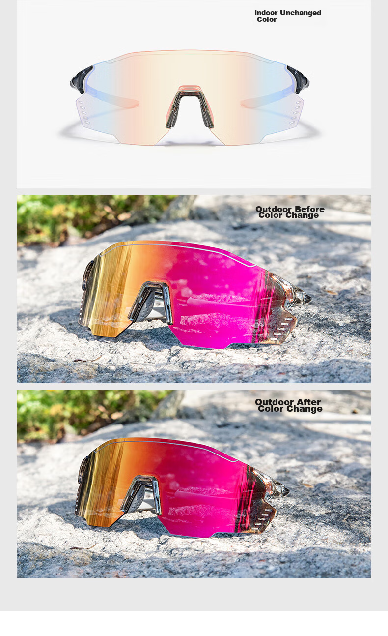 CAPONI Color-Changing Cycling Glasses for Men And Women, Outdoor Sports Running Sunglasses, Day And Night Dual-Use Hiking Sunglasses, UV Protectio 6