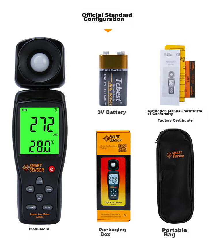 Xima AS803 Illuminance Meter, Brightness Detector, Light Intensity Tester, High-Precision Photometer 14