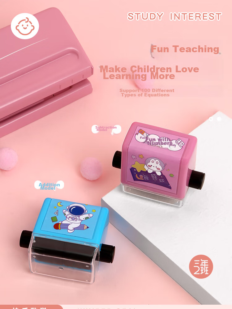 Sannianerban Math Subtraction Arithmetic Problems within 100, Rolling Stamp Questions, Random Question Generator for Primary School Students' Mental Arithmetic, Quick Memorization Tool for Arithmetic, Pink Subtraction Set 1