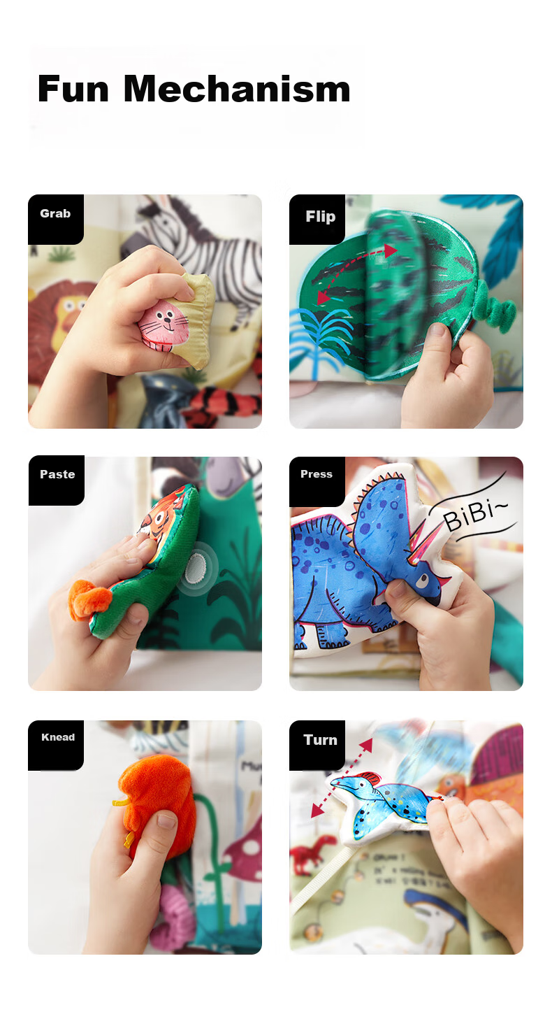 Babycare Baby 3D Tail Cloth Book, Tear-Resistant, 6 Months+, Parent-Child Interactive Toy, Ponito Four Seasons 7