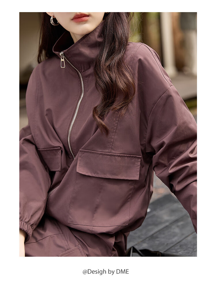 Dme [Yuan A Yuan Sa] Workwear-Style Stand-Up Collar Jacket, Casual Skirt Two-Piece Set, Back Slit, Slim-Fit Women's Outfit 4