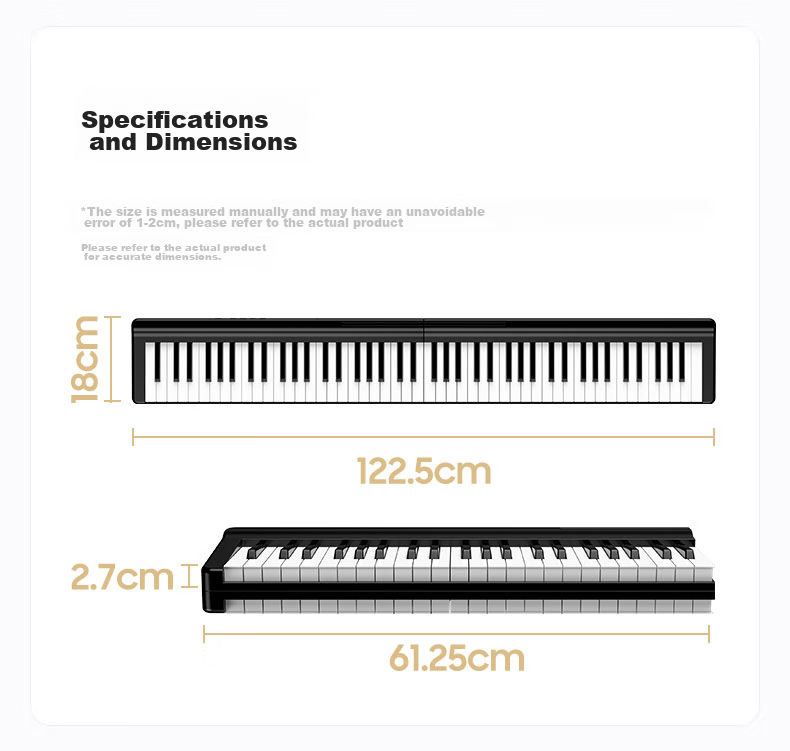 Terence Roll-Up Piano, 88 Keys, Foldable Electronic Piano, Portable, for Adults And Children, Performance Keyboard 17