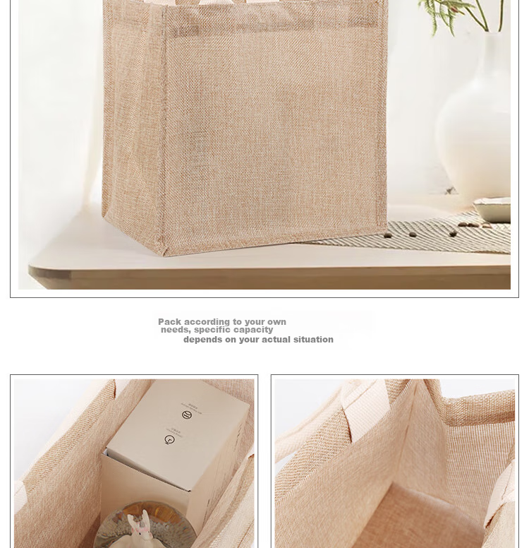 TaTanice Linen Bag, 1 Piece, Handbag, Holiday Gift Bag, Shopping Storage Bag, Lunch Box Bag 5
