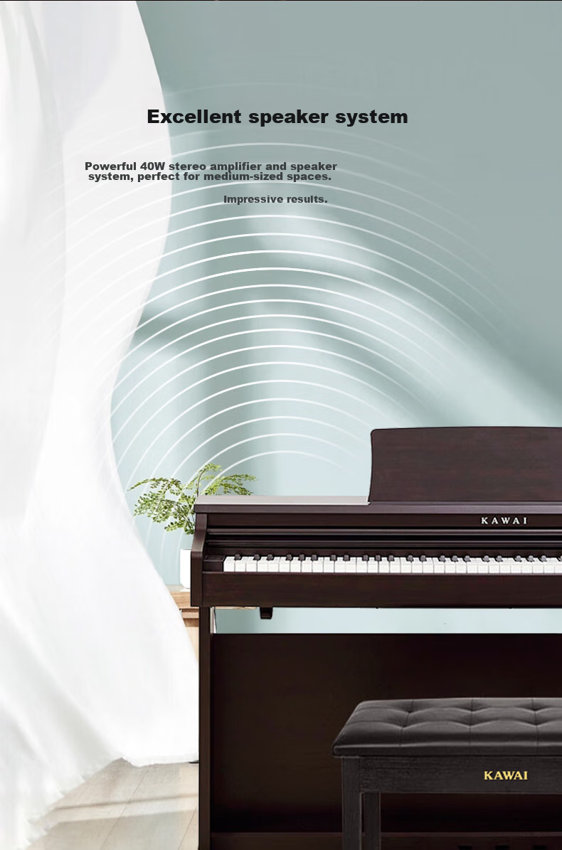 Kawai Digital Piano KDP120GR, 88-Key Weighted Hammer Action, for Adults And Children, Beginners And Professionals, Home Use, Upright Piano 10