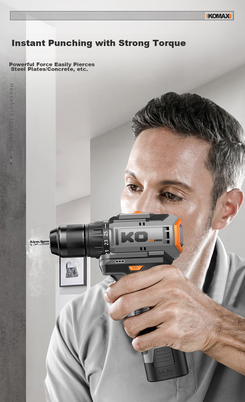 KOMAX Electric Drill, Cordless Screwdriver, Lithium Battery Drill, Household Rechargeable Screwdriver Machine, Electric Tool Box Set 12