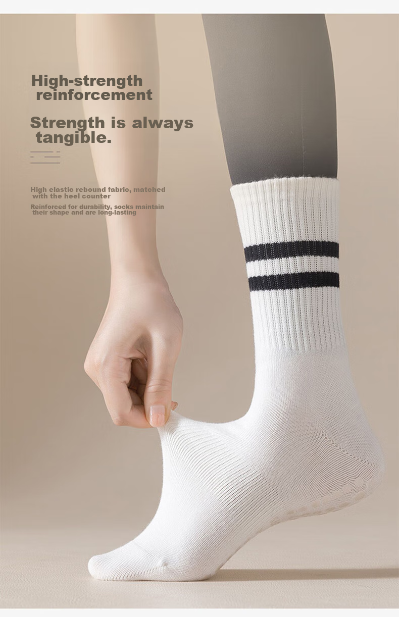 XUEXIMAN Yoga Socks for Women, Mid-Calf Cotton Socks, Spring And Autumn Season, Pilates Fitness Dance Professional Non-Slip Short Sports Floor Socks 15