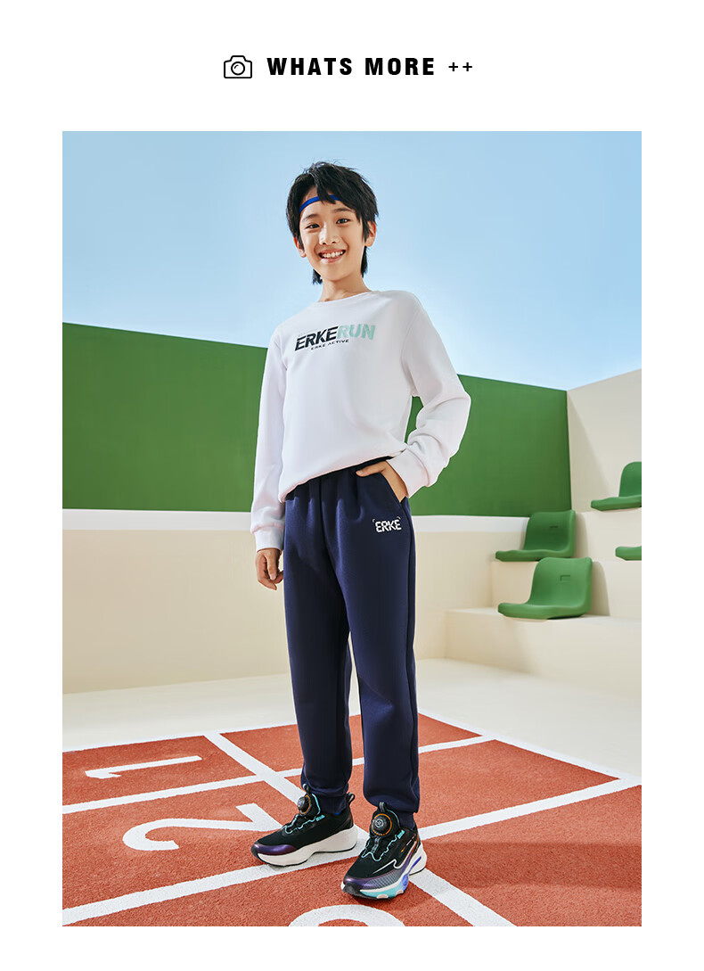 ERKE Kids Unisex Children's Knit Long Pants Sports Pants Black 150 16