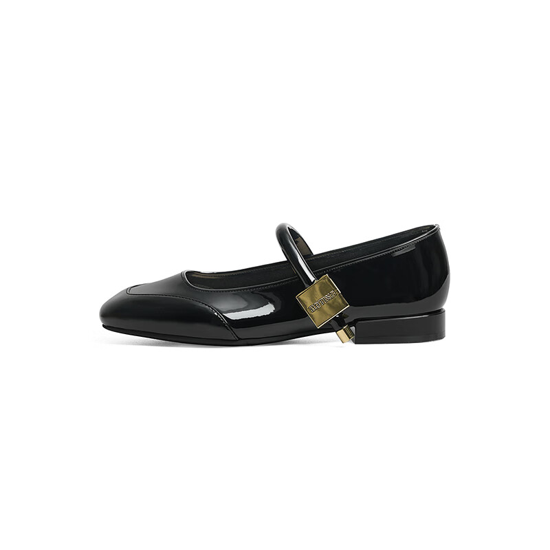 RED DRAGONFLY Mary Jane Women's Shoes Spring And Autumn French-Style Small Flats, Beautiful Retro Flat Leather Shoes WTB24600, Black, Size 37