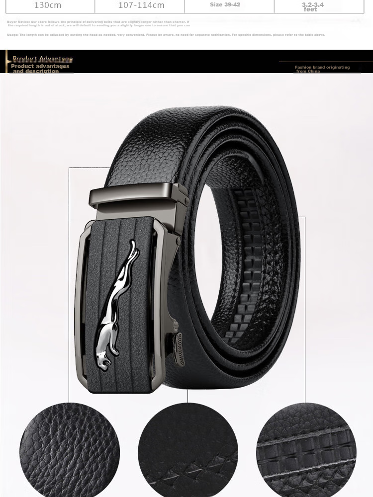 HALFEEL Men's Belt with Automatic Buckle, Durable Leather Waistband, Korean Style Casual Business Belt for Young And Middle-Aged Men, Military Training And Father's Day Gift 3