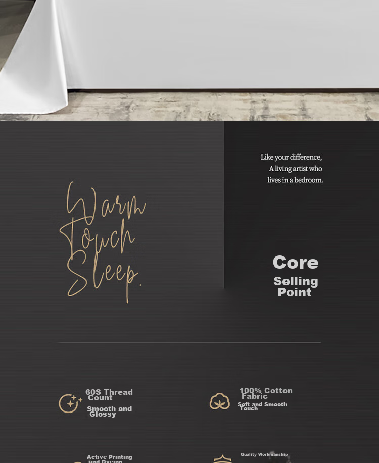 Ranpai Hotel White Pure Cotton Bed Sheet Single Piece, 60s Pure Cotton Bed Cover, for 1.8x2 Meter Bed 240x270cm 4