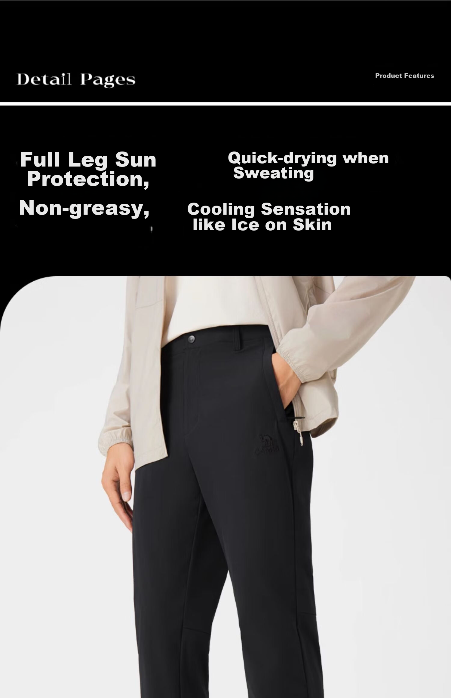 CAMEL Outdoor Quick-Dry Sun Protection Pants, UV-Resistant, Elastic Breathable Straight-Leg Pants, A14BAEO061 5