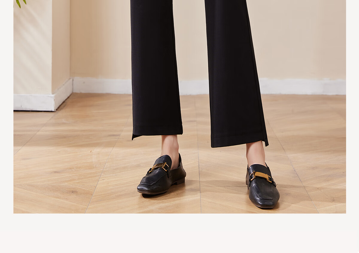 Chushen Spring Autumn Women's Casual High Waist Fashion Slim Fit Flared Suit Pants S141K2006 Black L 2